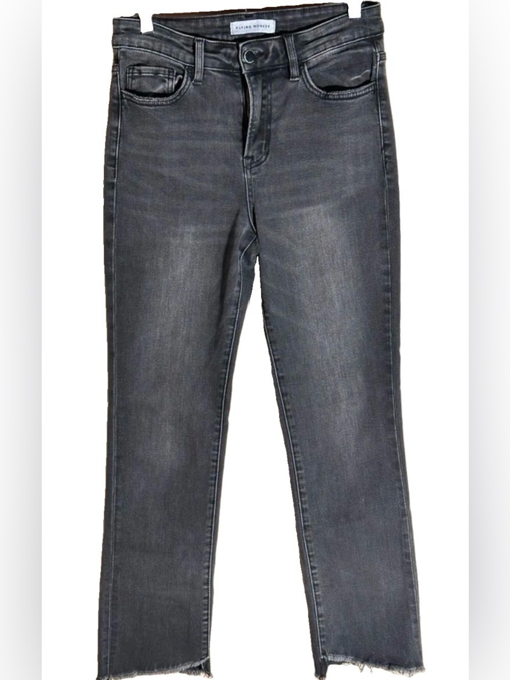 Flying Monkey Premium Straight Leg Jeans Women’s 27x27 Black Frayed Hem